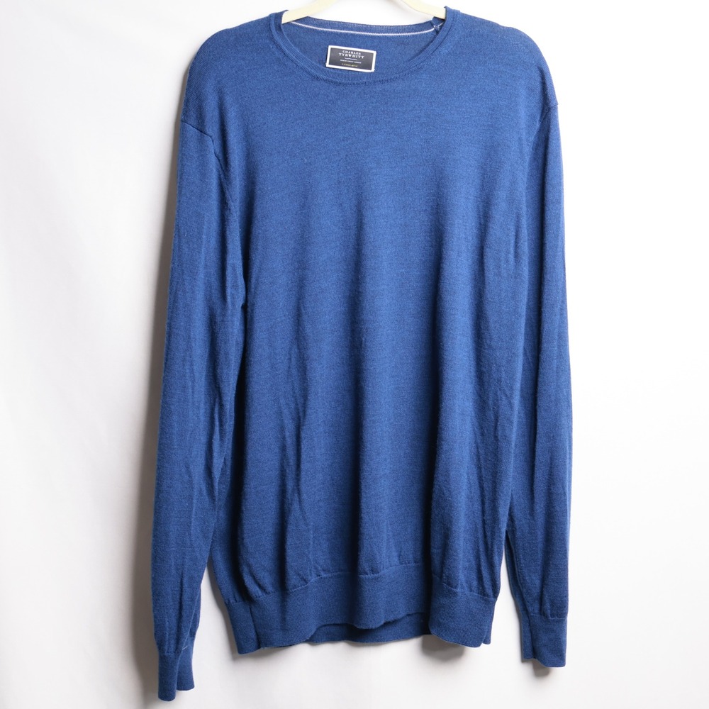 Charles Tyrwhitt Crewneck Sweater Mens XL Blue Excellent 100% Merino Wool